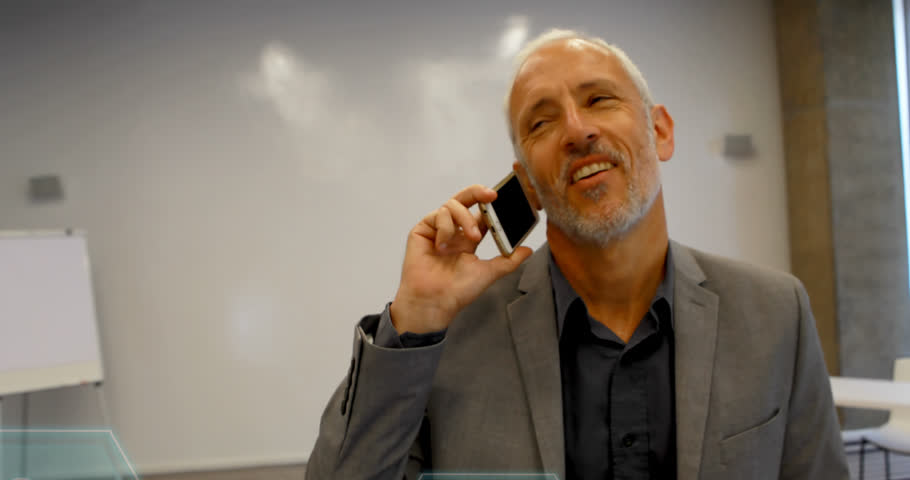 Animation of people icons over caucasian businessman using smartphone. Global connections, business, finance, data processing and digital interface concept digitally generated video. | Shutterstock HD Video #1111844247