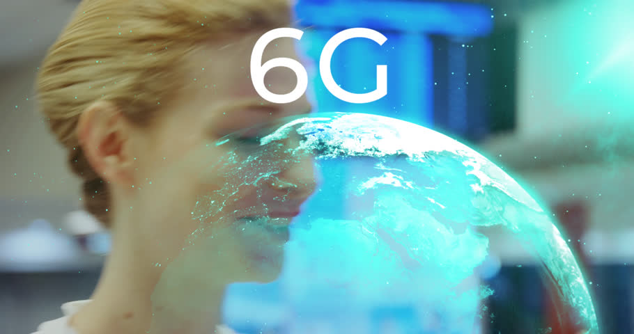 Animation of 6g text and globe over caucasian woman using smartphone. Global connections, business, finance, data processing and digital interface concept digitally generated video. | Shutterstock HD Video #1111844837