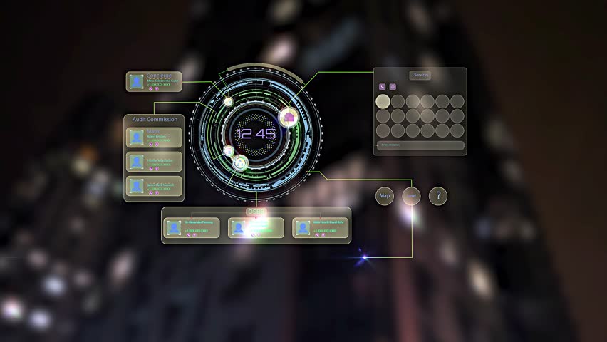 Glow HUD circle futuristic blur city intro able to loop 4k. 3D Illustration | Shutterstock HD Video #1111847791
