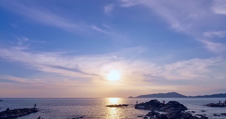 Beautiful 4K Time lapse of Majestic sunset or sunrise clouds sky over sea landscape,Amazing colorful light of nature cloudscape sunset sky background | Shutterstock HD Video #1111849797