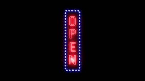 Neon Sign Open Blue And Red Color Animation On Black Background - Powered by Shutterstock - Get 15% off with code: PIKWIZARD15