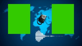 Telephone conversation between two heads of state. Audio Spectrum and landline phone against the background of a world map. Sound waves. Replacing the green chromakey background. - Powered by Shutterstock - Get 15% off with code: PIKWIZARD15