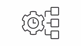Time management line animation. Tasks planning animated icon. Organization of activities. Productivity. Black illustration on white background. HD video with alpha channel. Motion graphic