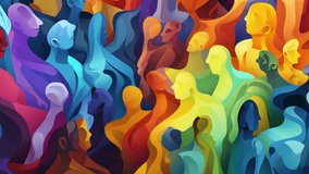 cartoon color silhouettes diversity people emotions diffirent characters personalities mood board motion abstract background - Powered by Shutterstock - Get 15% off with code: PIKWIZARD15