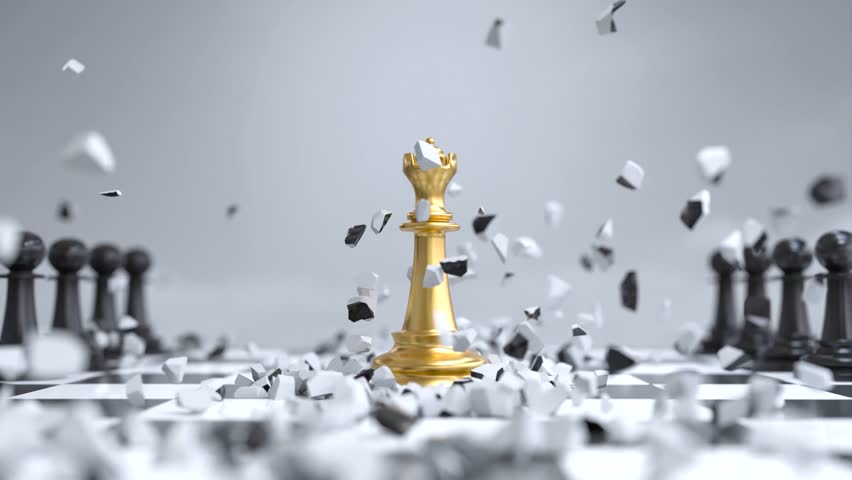 The chess knight collided with the chess queen to shreds, business strategy concept | Shutterstock HD Video #1111863159
