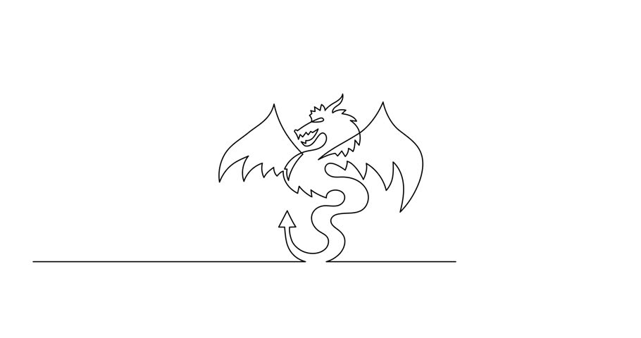 Dragon one line art animation,continuous contour drawing motion, hand-drawn mythical chinese animal outline video, horoscope zodiac sign,fairy tale creature ancient dinosaur.4k self-drawing movie | Shutterstock HD Video #1111865067