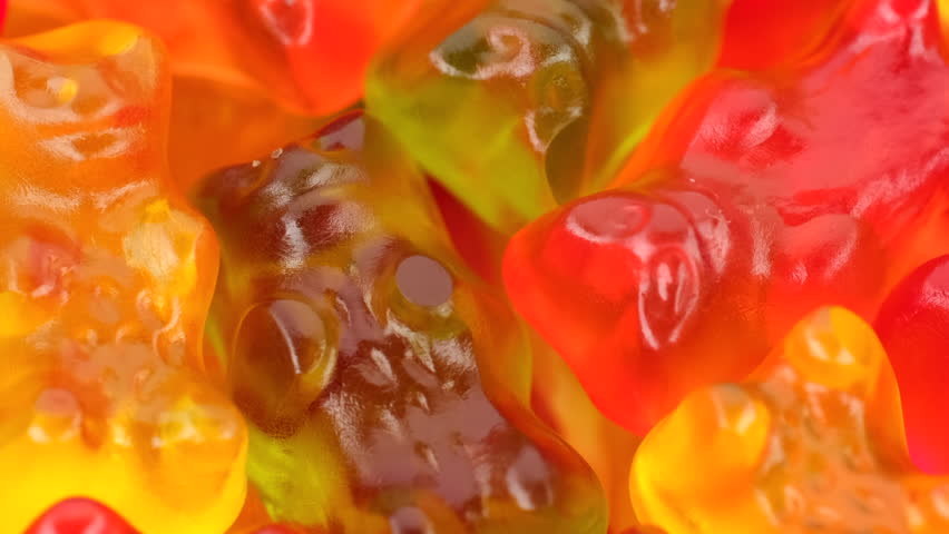 Zoom frame colorful gummy candy, close up Royalty-Free Stock Footage #1111867565