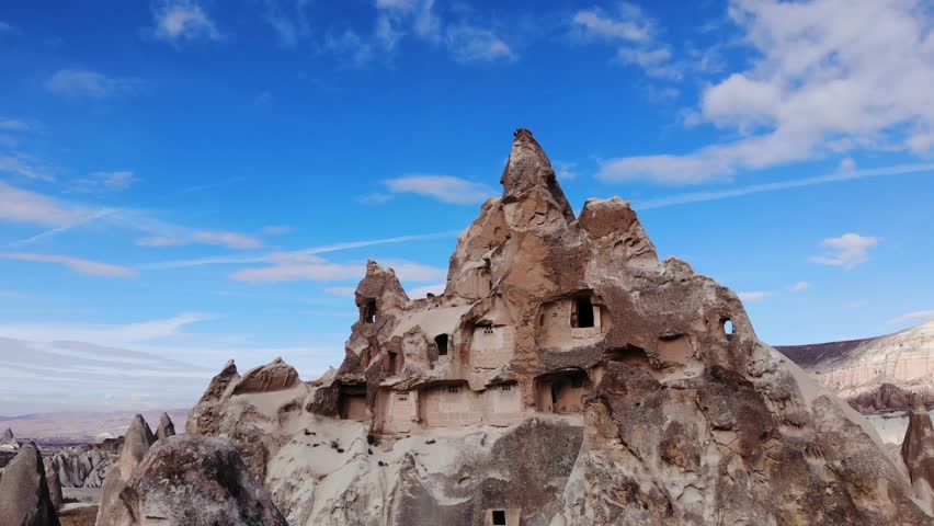 Historical Cappadocia Fairy Chimneys Aerial Shot