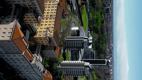 Vertical Footage Portello Milan, Milano Skyline, drone video footage. Italy, Lombardia - Powered by Shutterstock - Get 15% off with code: PIKWIZARD15