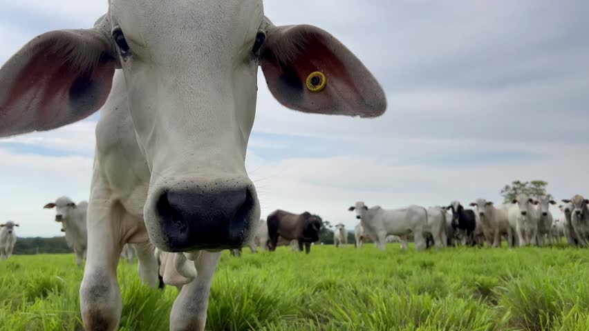 Nellore beef cattle on tropical grass