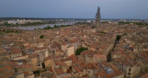 Aerial View Shot of Bordeaux Fr, world capital of wine, Nouvelle-Aquitaine, France, Porte de Bourgogne
