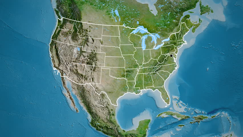 The USA mainland on the globe. Regional borders. Satellite. No labels Royalty-Free Stock Footage #1111875787