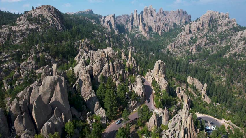 Aerial fly over Needles Scenic highway in Custer State Park, South Dakota | Shutterstock HD Video #1111877909