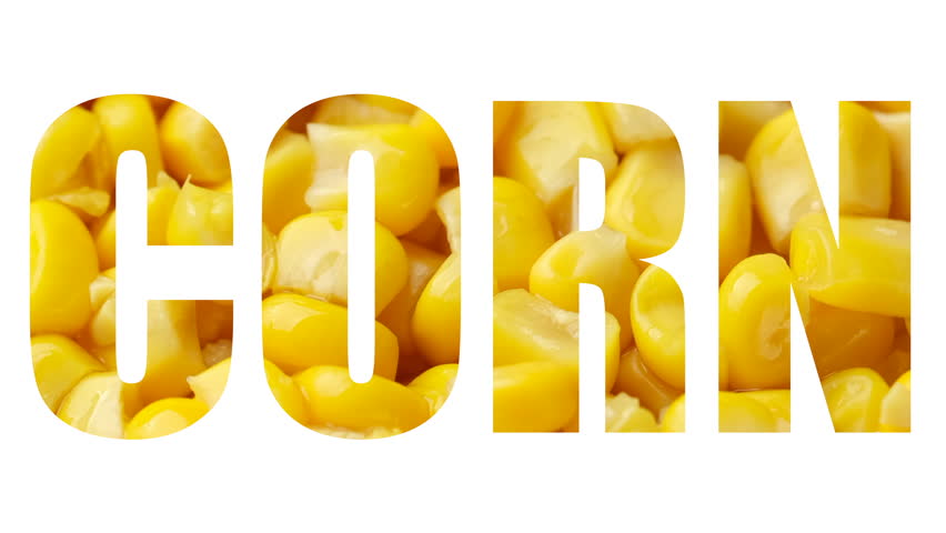 A sign Corn on white background. Word Corn. Canned corn in word - Vegan | Shutterstock HD Video #1111878059