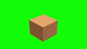 Cardboard box opening on a green screen. 3D Illustration