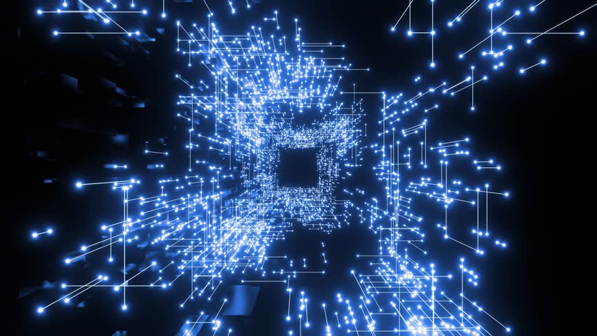 Seamless loop abstract global digital network. Blue Network connection structure. Digital background with dots. Big data visualization. space travel, music performance. animation. stage visual | Shutterstock HD Video #1111884623