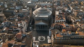 Forward Drone Shot Above Piazza Della Rotonda, Pantheon. Rome, Italy - Powered by Shutterstock - Get 15% off with code: PIKWIZARD15