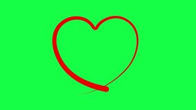 Animated red heart drawn with liquid effect. The effect of a drawing and disappearing brush stroke. Concept of love, volunteering, donation. Vector illustration isolated on the green background. - Powered by Shutterstock - Get 15% off with code: PIKWIZARD15