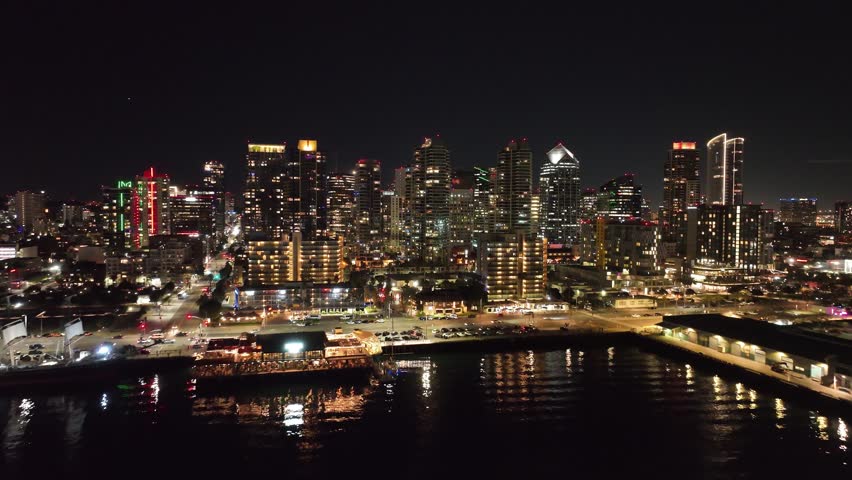 Night City At San Diego California United States. Cityscapes San Diego California. Night Building Downtown Cityscape. Night Outdoor Downtown District Panoramic. Night Cityscape Building Highrise.