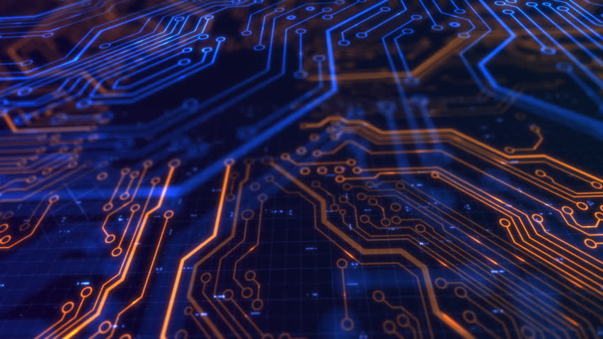 Blue futuristic printed circuit board. 3D render abstract network technology background. Digital server code processing or AI artificial intelligence deep machine learning concept | Shutterstock HD Video #1111902573