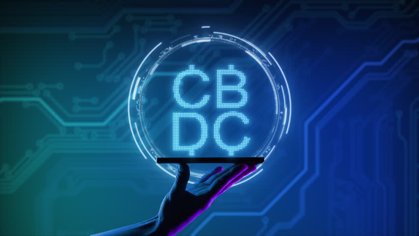 CBDC Central Bank Digital Currency concept. Futuristic hi tech abstract background | Shutterstock HD Video #1111902589