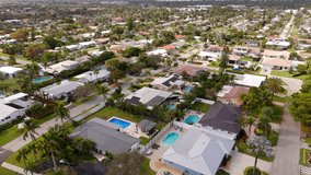 Lighthouse Point residential neighborhood. Aerial 4k drone footage