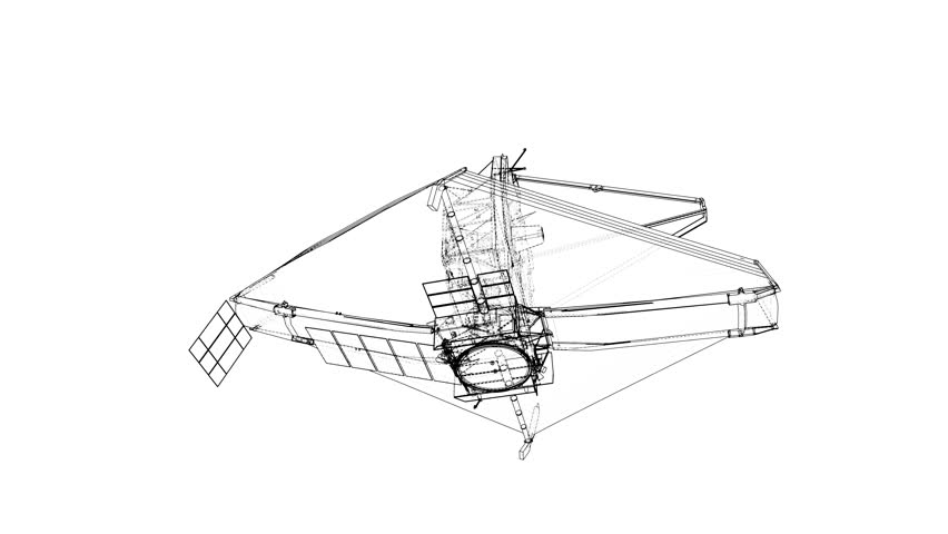 Animated drawing of the James Webb telescope. Looping seamless animation. Element of this video furnished by NASA. 3D Illustration