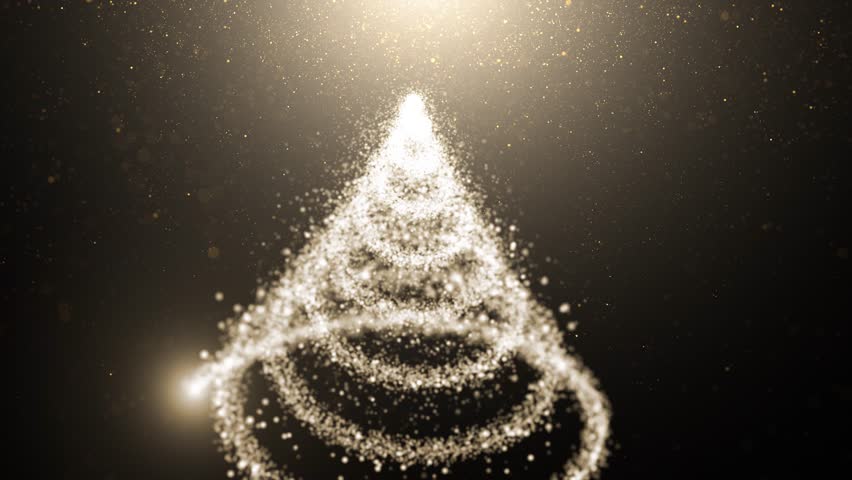 Animated christmas tree with golden particles. Copy space animation background. | Shutterstock HD Video #1111914371