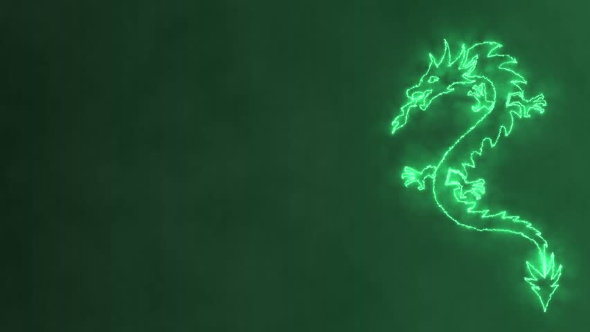 Glowing dragon on gradient green smoky background. Chinese new year dragon animation with free space on the left. . | Shutterstock HD Video #1111916893