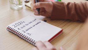 2024 New year's resolutions. Hand writing "no more Tik Tok" in notebook - Powered by Shutterstock - Get 15% off with code: PIKWIZARD15