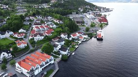 Norways shortest ferry ride transporting cars. Svelvik ferry. 