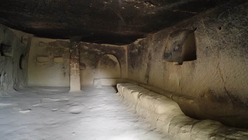 The interior of ancient cave house in Cappadocia, Turkey
