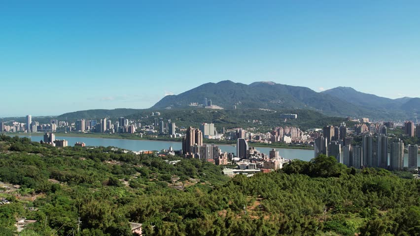 Aerial View Of New Taipei City And Tamsui River, Taiwan