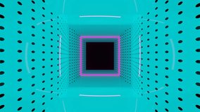 Pink and Cyan and Black Psychedelic Bright Tunnel Background VJ Loop in 4K