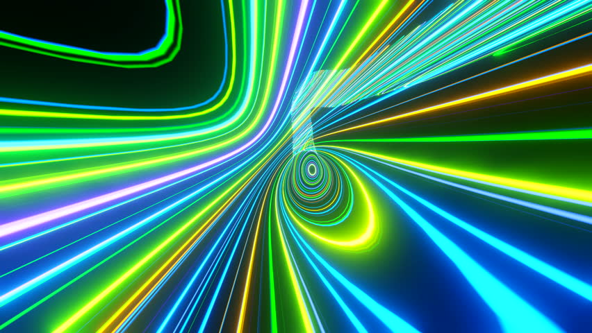 Tunnel with colored wave traffic, neon lines, high speed. Vj loop background. VFX visual action background | Shutterstock HD Video #1111933965