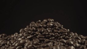 Close up footage of rotating roasted coffee beans