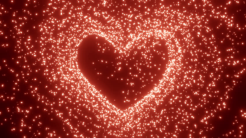 Valentine Day Emission of glowing red particles in the shape of a heart. | Shutterstock HD Video #1111935349