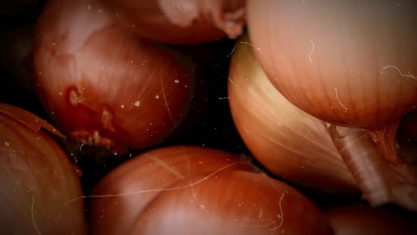 Stop motion onions background. A lot of of fresh onions in stop motion, Top View Closeup Background | Shutterstock HD Video #1111935935