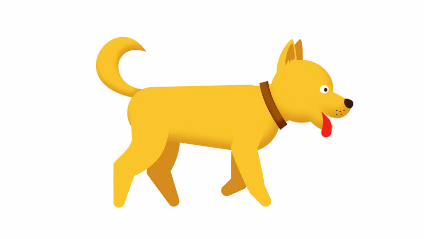 Walking cartoon dog yellow. Looped 2D animation with alpha channel | Shutterstock HD Video #1111936805