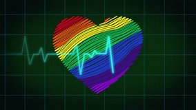 Electro cardiograph passing through a beating heat with rainbow colors. - Powered by Shutterstock - Get 15% off with code: PIKWIZARD15