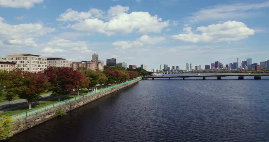 Drone View of Harvard Bridge Over Charles River in Boston, Massachusetts  | Shutterstock HD Video #1111941521