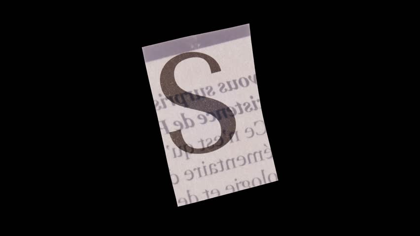 Uppercase S Letter in Paper Cut Letter. Ransom Letter style. Magazine Cut Outs. Wiggle loop.