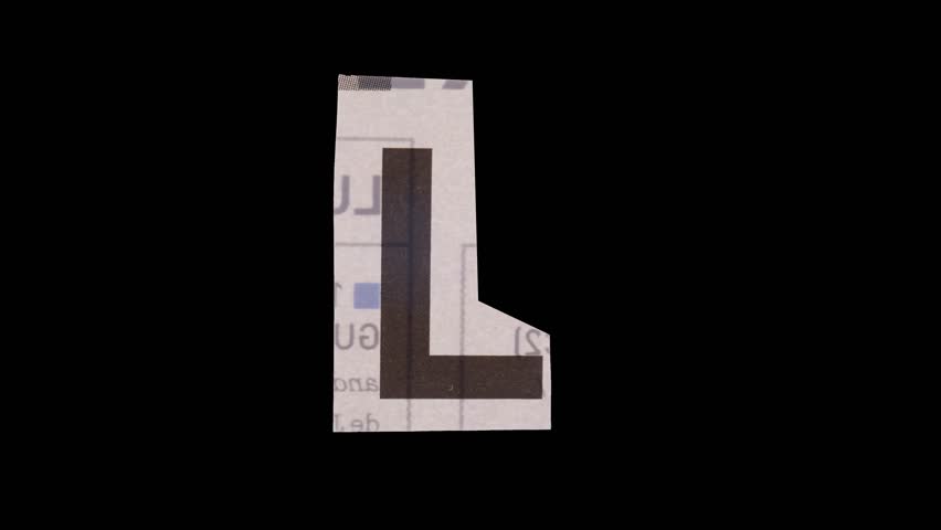 Uppercase L Letter in Paper Cut Letter. Ransom Letter style. Magazine Cut Outs. Dynamic Scrolling loop.