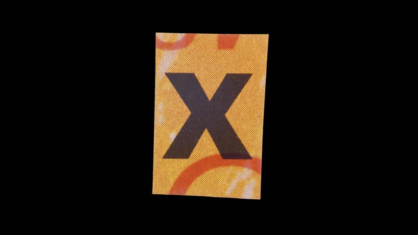Lowercase X Letter in Paper Cut Letter. Ransom Letter style. Magazine Cut Outs. Wiggle loop.