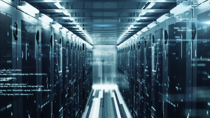 Animation of data processing over computer servers. Global computing, digital interface and data processing concept digitally generated video. | Shutterstock HD Video #1111944603