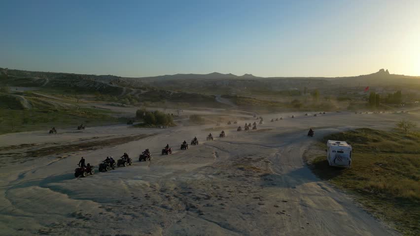 ATV convoy touring the fairy chimneys of Cappadocia