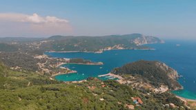 Footage of Lakones Corfu Bay, Villages on Corfu island, Greece.