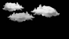 motion graphic of looping cloud moving from left to right isolated on alpha channel transparent background.