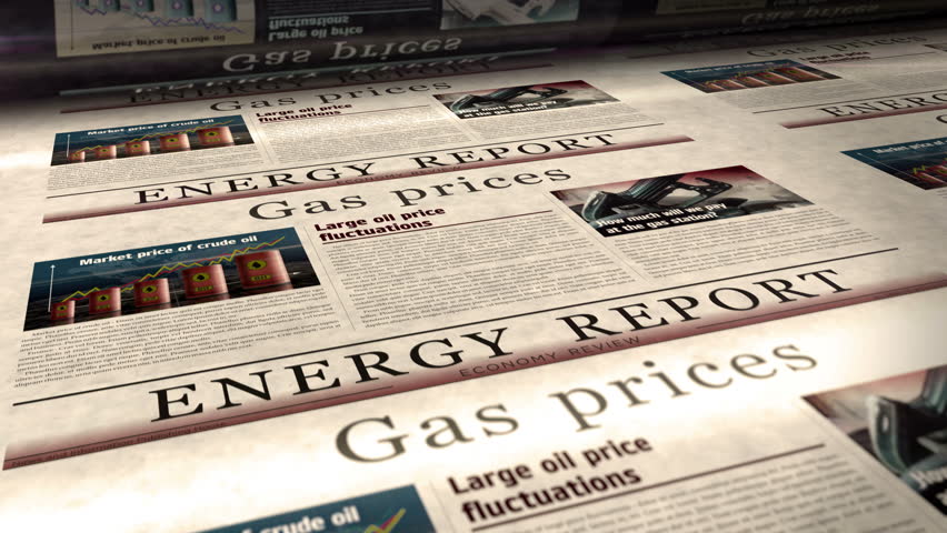 Gas prices energy market and fuel business daily news newspaper roll printing. Abstract concept retro headlines 3d seamless looped. | Shutterstock HD Video #1111951515
