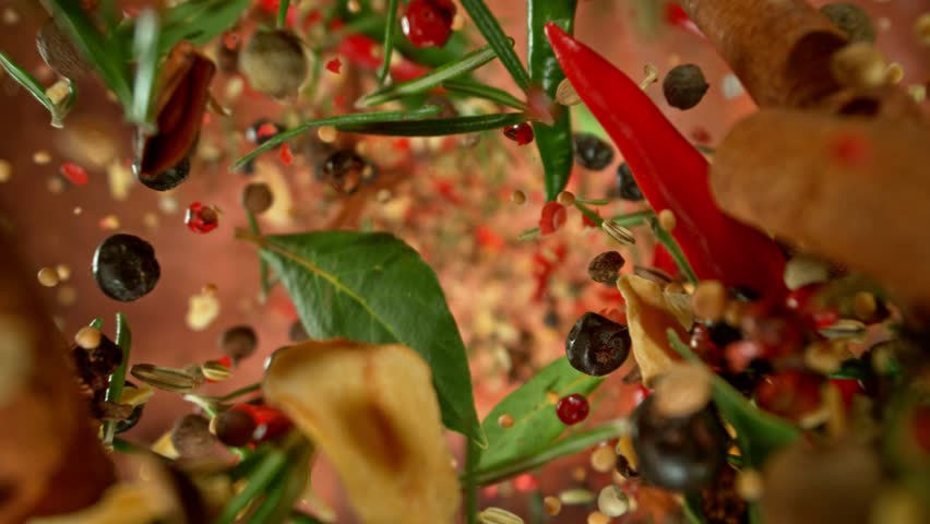 Super Slow Motion Shot of Flying and Rotating Various Spices. Filmed on High Speed Cinema Camera, 1000fps. | Shutterstock HD Video #1111953467